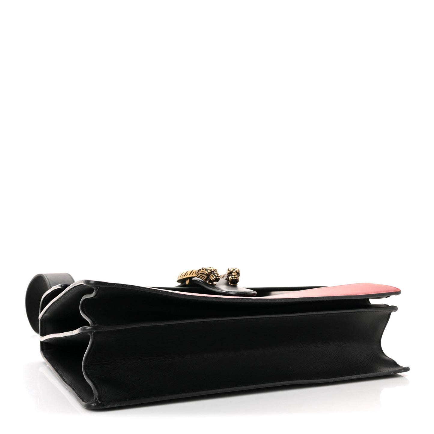 Gucci Moon Calfskin Web Large Dionysus Bamboo Top Handle Bag Black Bright Evergreen Hibiscus Red