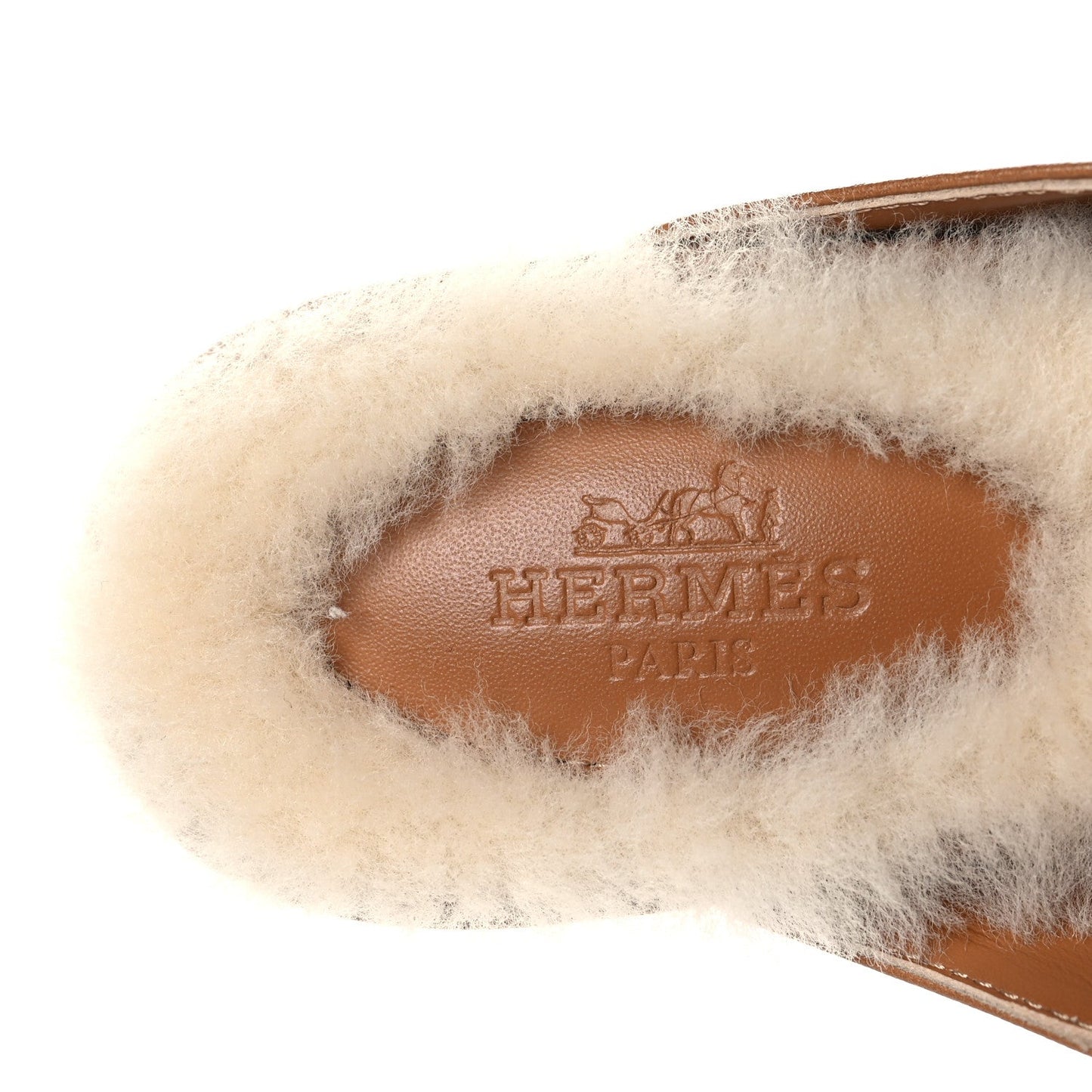 Hermes Goatskin Shearling Womens Oz Mules 36 Naturel Ecru