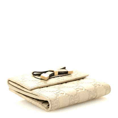 Gucci Guccissima Princy French Flap Wallet Off White