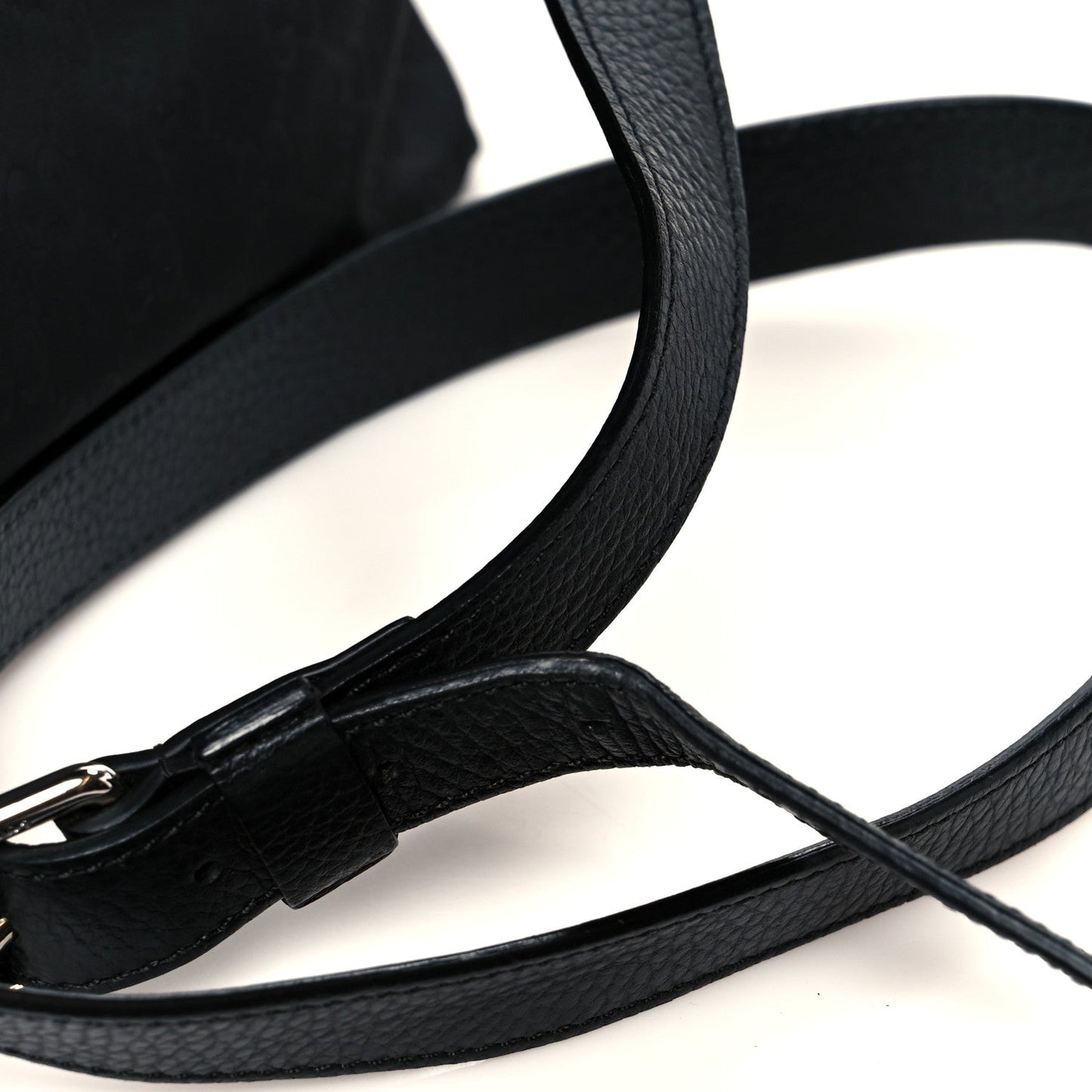 Gucci Nylon Monogram Dollar Calfskin Flat Messenger Bag Black