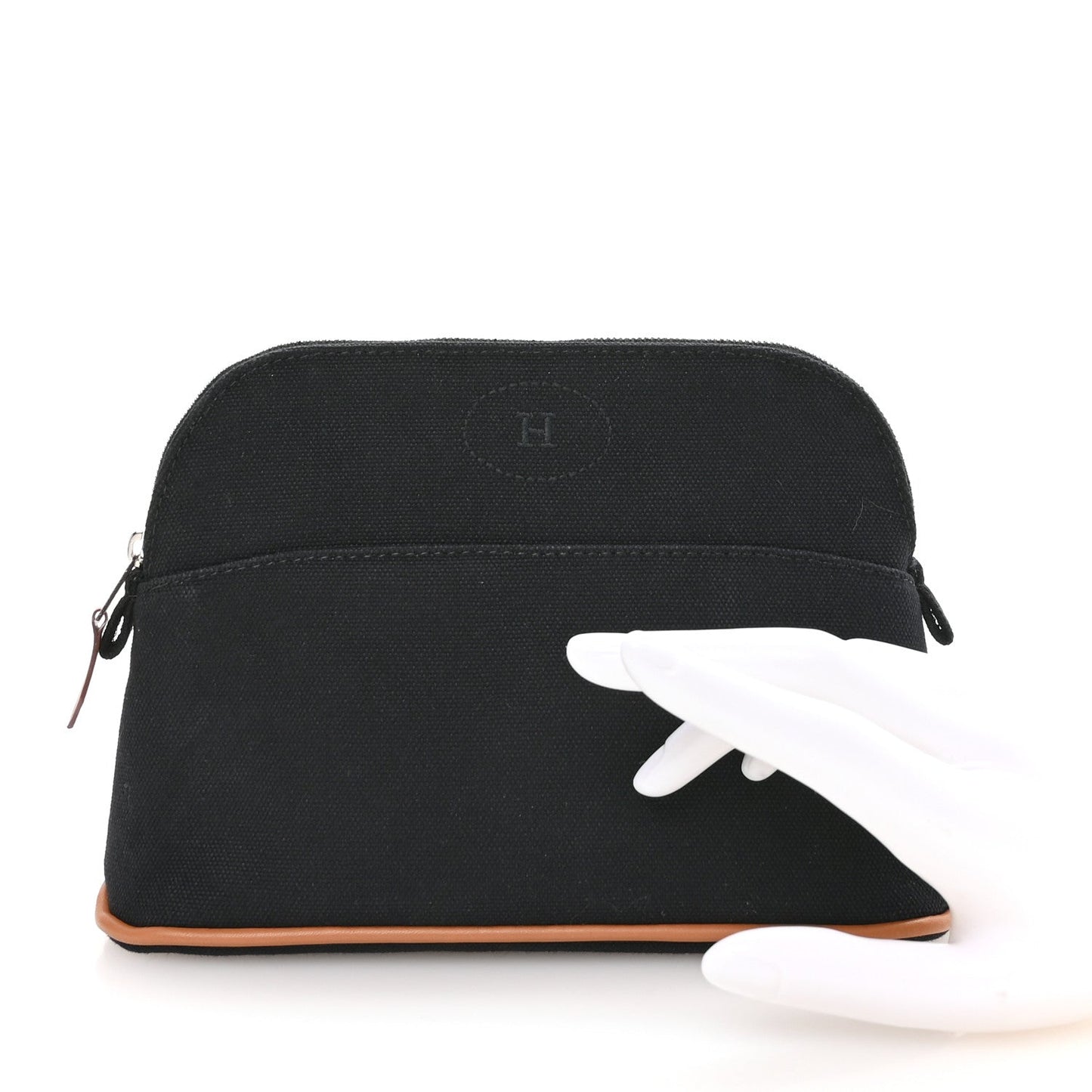 Hermes Cotton Canvas Mini Bolide Travel Cosmetic Pouch Black