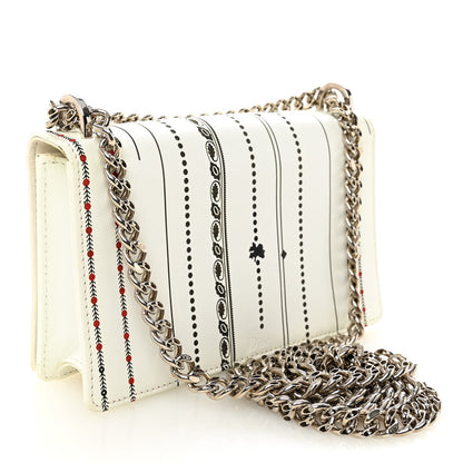 Christian Dior Calfskin Printed Mini Diorama Flap Bag White