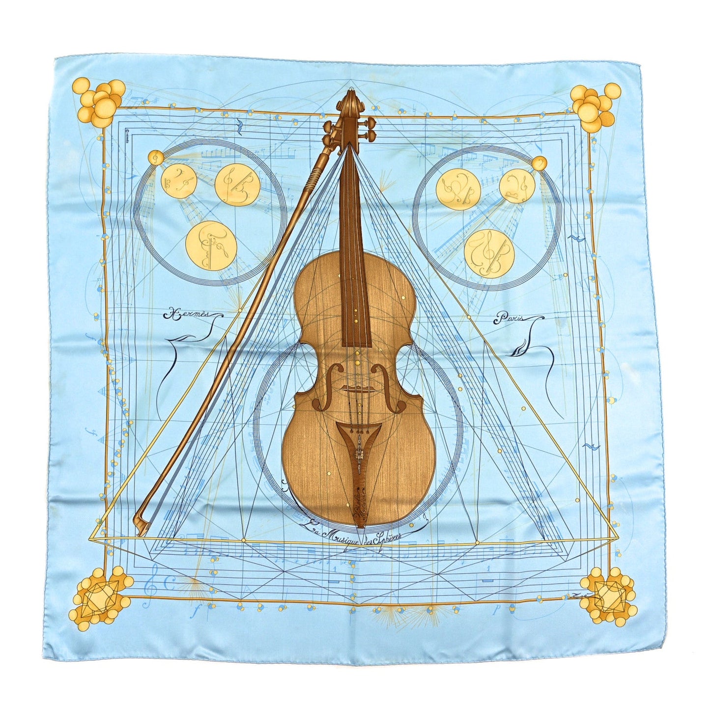 Hermes Silk La Musique des Spheres Scarf 90 Multicolor