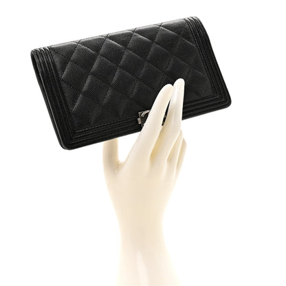 Chanel Caviar Quilted Boy Yen Wallet Black