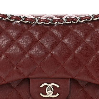 Chanel Caviar Quilted Jumbo Double Flap Dark Red