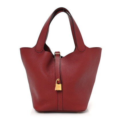 Hermes Taurillon Clemence Picotin Lock 22 MM Rouge H