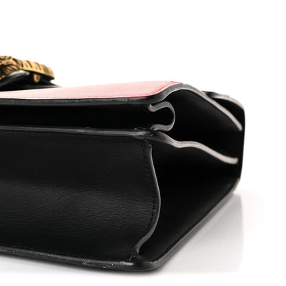 Gucci Moon Calfskin Web Large Dionysus Bamboo Top Handle Bag Black Bright Evergreen Hibiscus Red