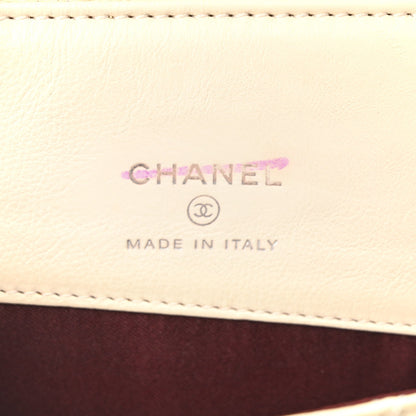 Chanel Calfskin Quilted CC Waiter Clutch With Chain White