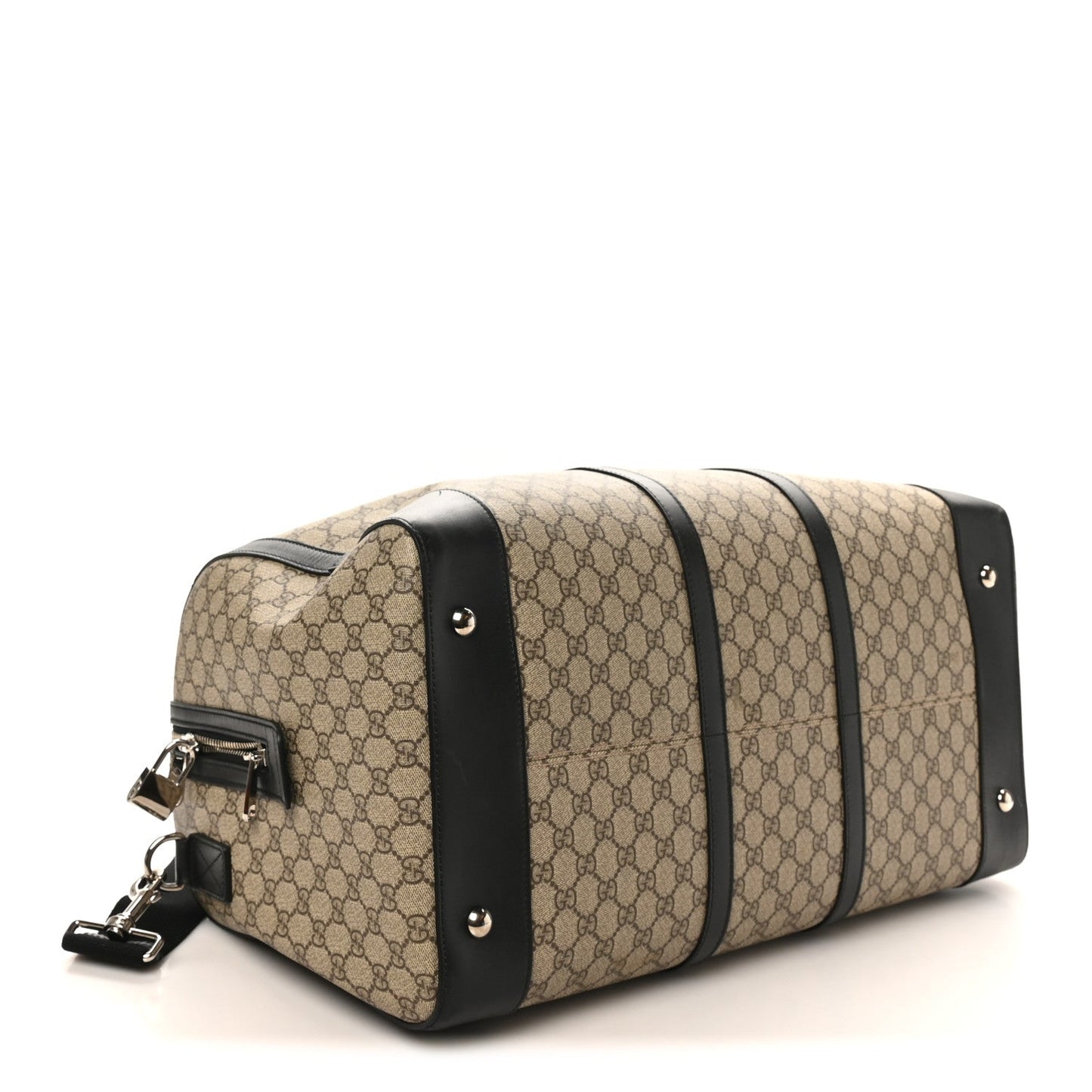 Gucci GG Supreme Monogram Selleria Calfskin Large Duffle Beige Ebony Black