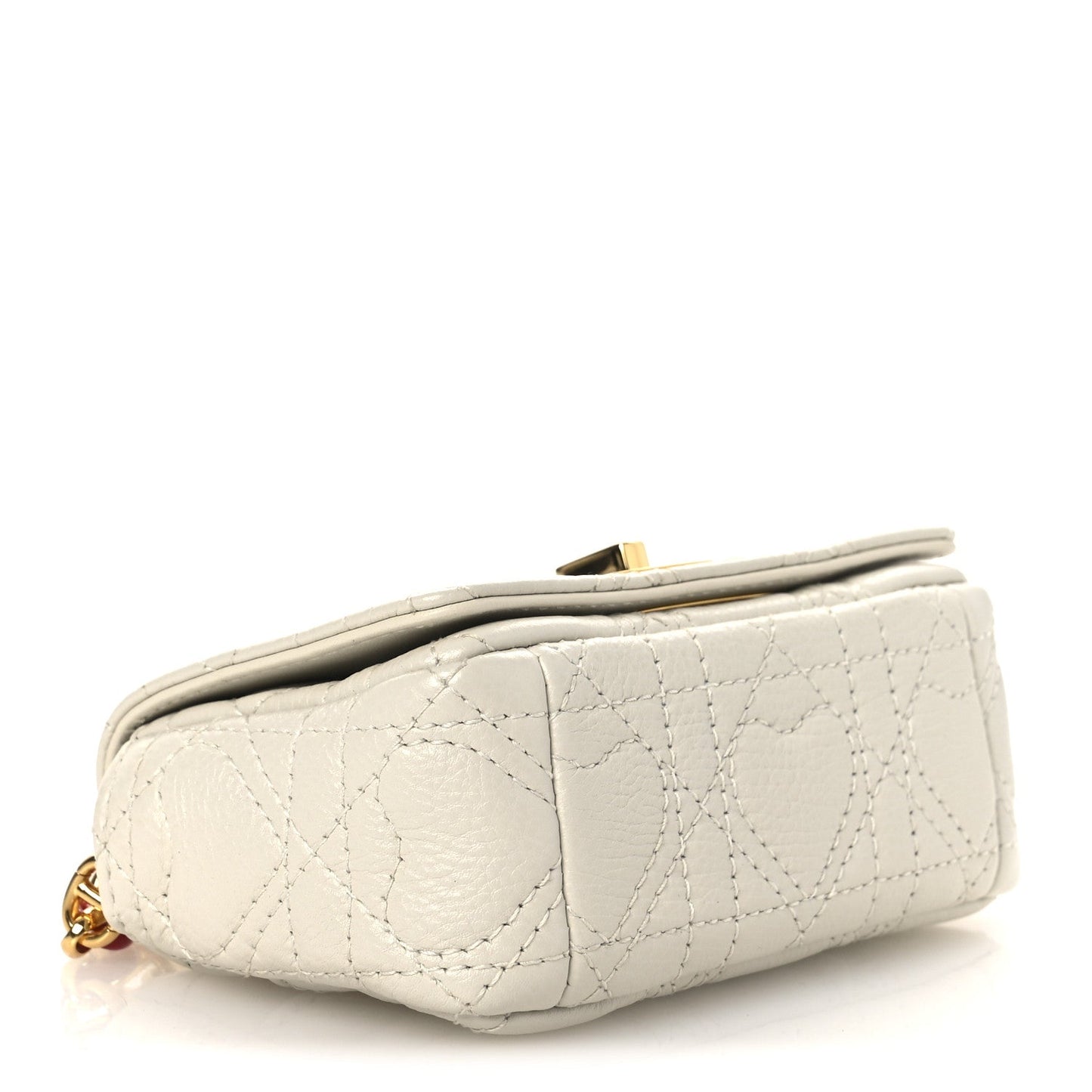 Christian Dior Calfskin Heart Cannage Dioramour Micro Bag Latte