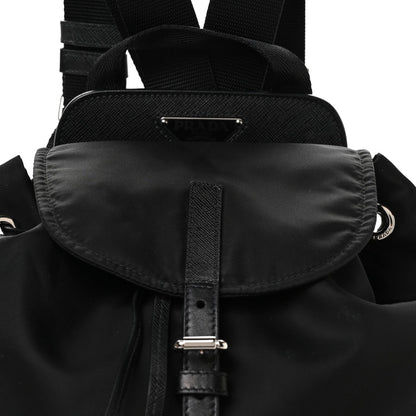 Prada Nylon Vela Saffiano Small Cinch Backpack Black