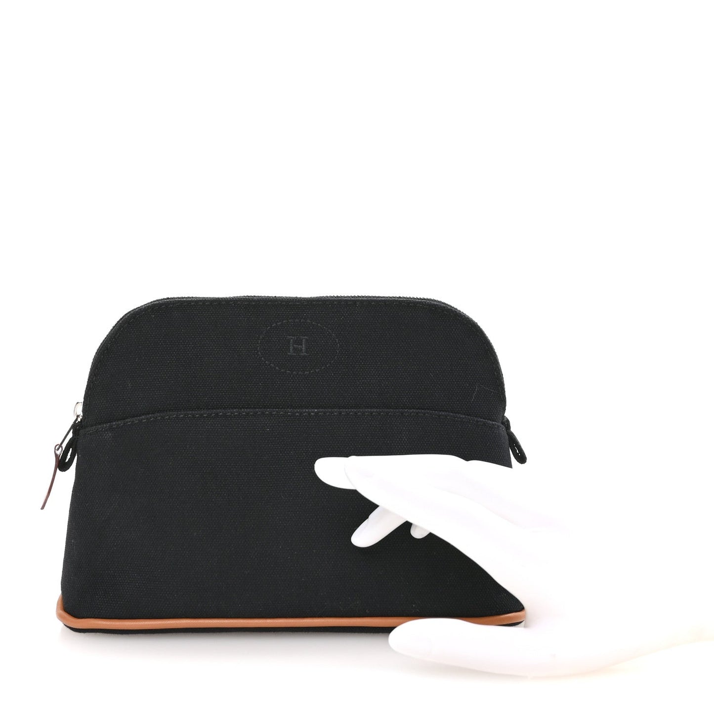 Hermes Cotton Canvas Mini Bolide Travel Cosmetic Pouch Black