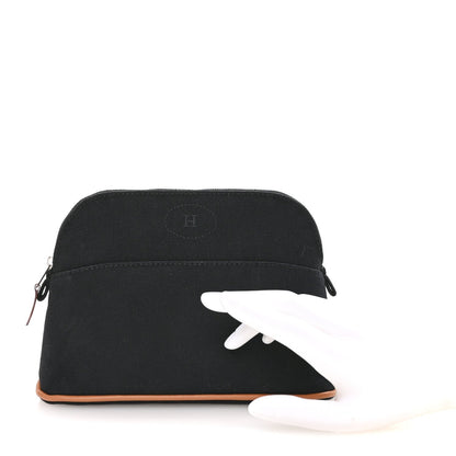 Hermes Cotton Canvas Mini Bolide Travel Cosmetic Pouch Black