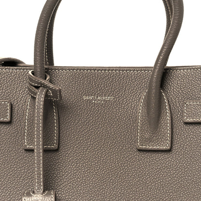 Saint Laurent Grained Calfskin Topstich Baby Sac De Jour Grey