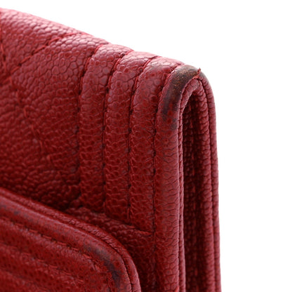 Chanel Caviar Quilted Boy Flap Card Holder Wallet Red
