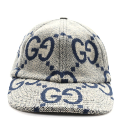 Gucci Wool Monogram Jumbo GG Antonio Baseball Hat M Grey