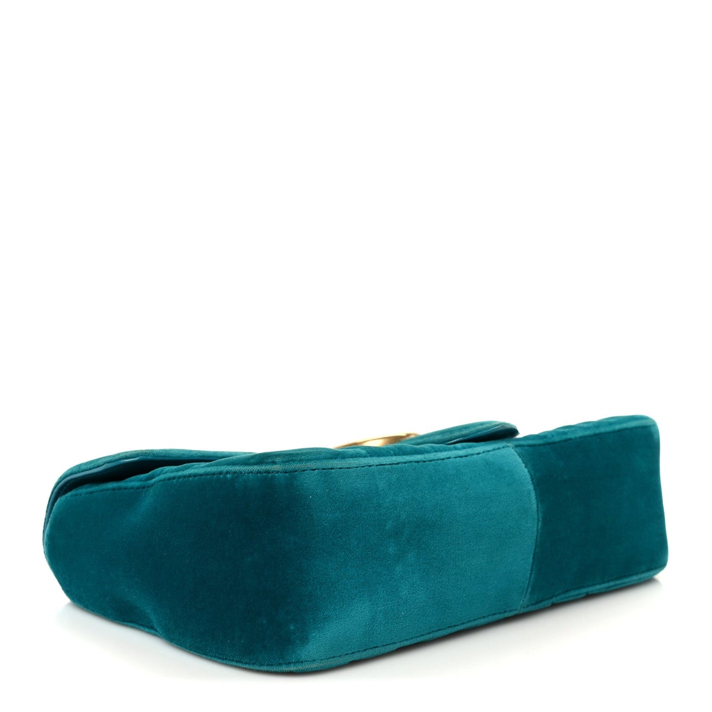 Gucci Velvet Matelasse Small GG Marmont Shoulder Bag Pavone Cyan