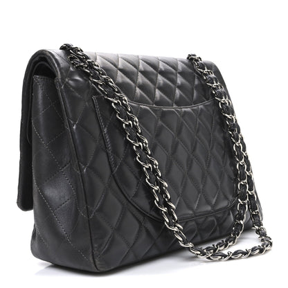 Chanel Lambskin Quilted Maxi Double Flap Dark Grey