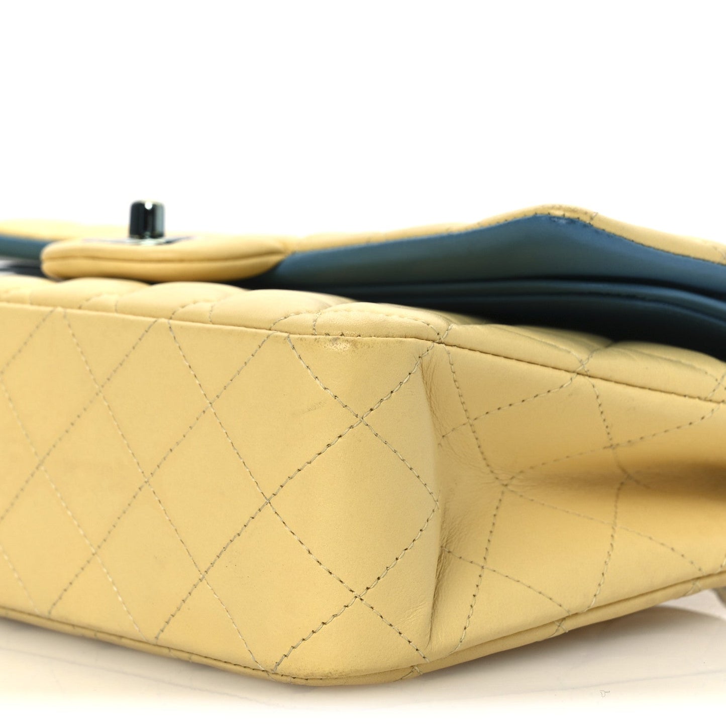 Chanel Lambskin Quilted Medium Double Flap Yellow Blue