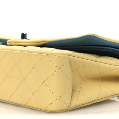 Chanel Lambskin Quilted Medium Double Flap Yellow Blue