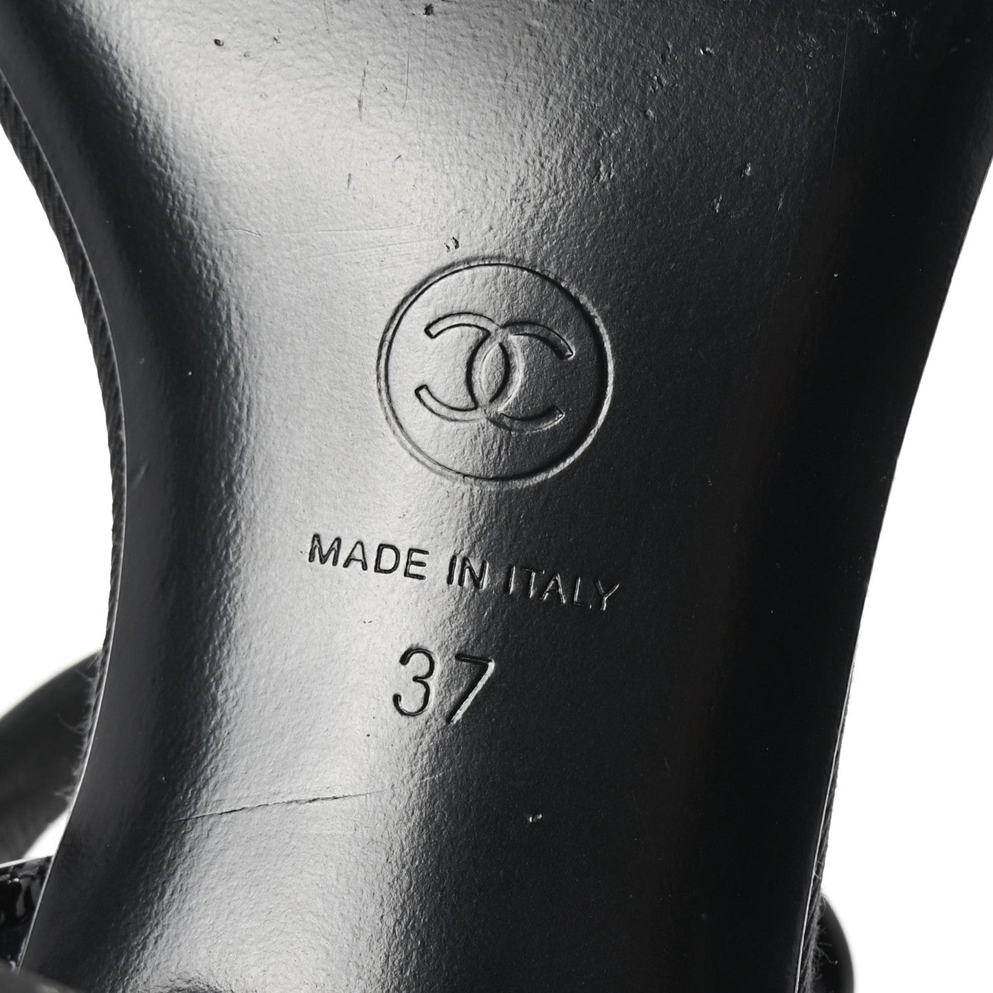Chanel Patent CC Logo Thong Sandals 37 Black