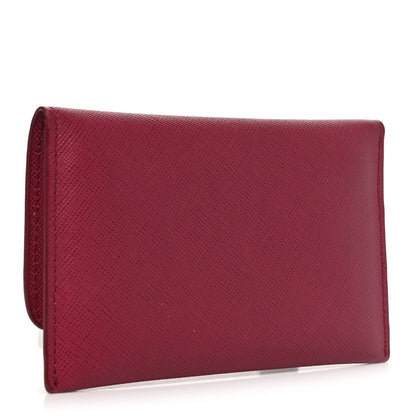 Prada Saffiano Metal Flap Card Holder Ibisco