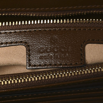 Gucci GG Supreme Monogram Calfskin Medium Horsebit 1955 Top Handle Bag Beige Ebony Brown Sugar