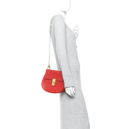 Chloe Grained Lambskin Drew Shoulder Bag Plaid Red
