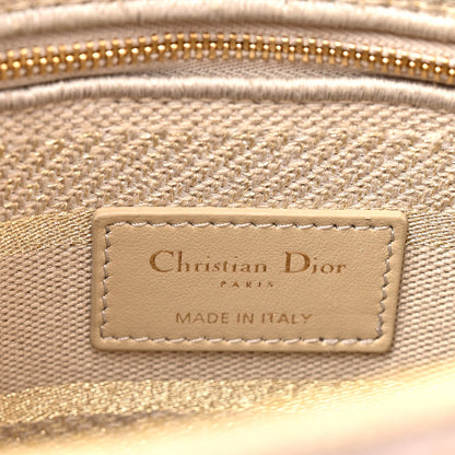 Christian Dior Canvas Embroidered Medium Lady D-Lite Beige Multicolor