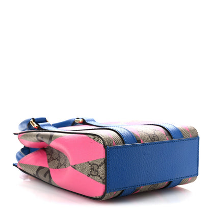 Gucci GG Supreme Monogram Textured Dollar Calfskin Rhombus Mini Tote Bag Beige Ebony Pink Blue