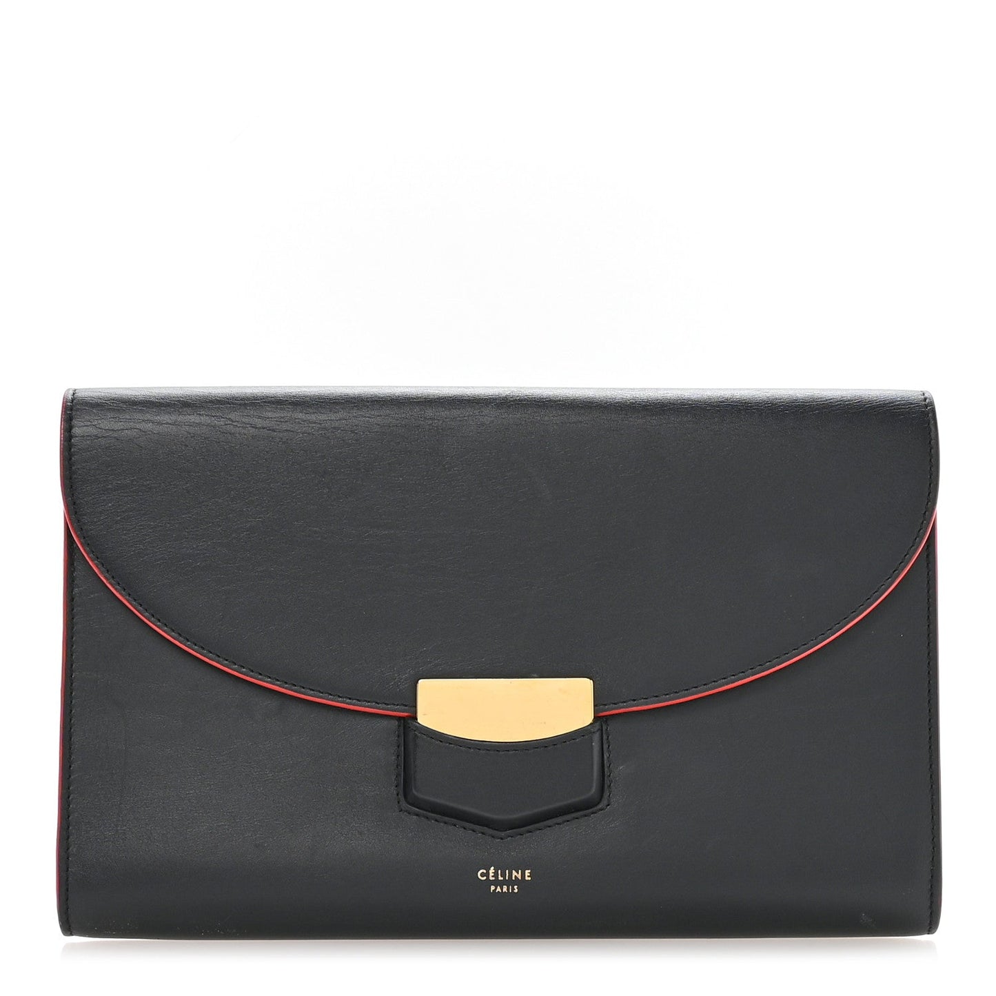 Celine Smooth Calfskin Trotteur Clutch Navy Blue Red