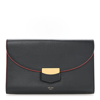 Celine Smooth Calfskin Trotteur Clutch Navy Blue Red