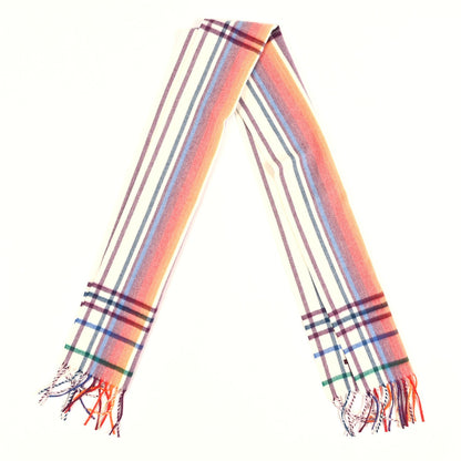 Hermes Cashmere Sweet Love Fringe Scarf Ecru Mandarine Aubergine