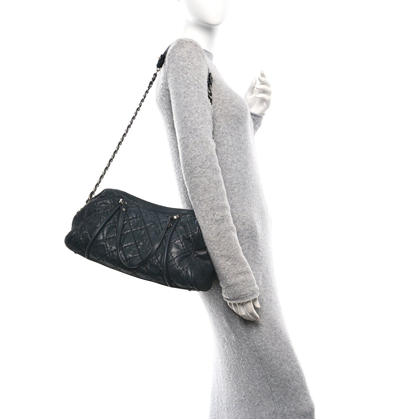 Chanel Iridescent Calfskin Quilted Relax CC Bowler Bag Black