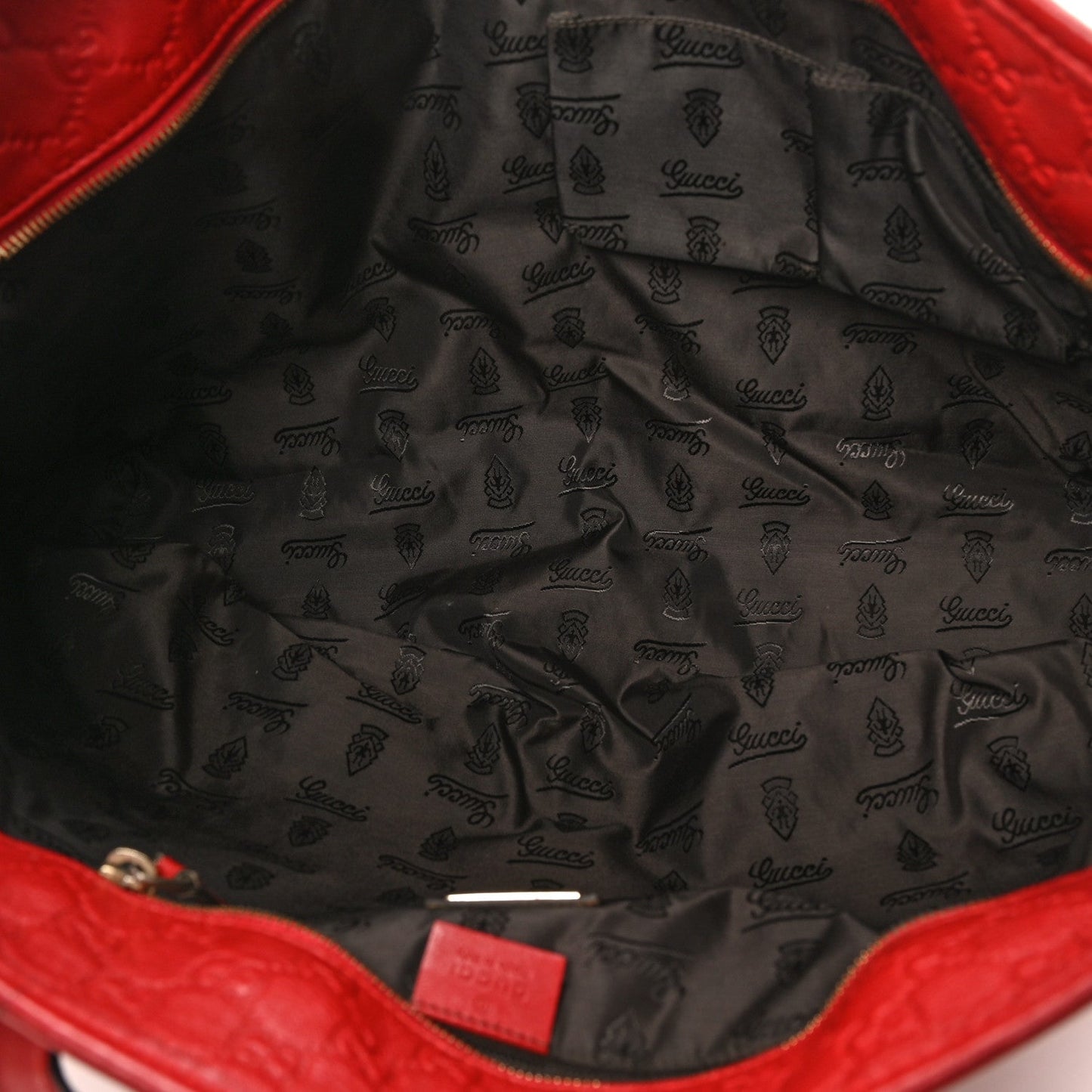 Gucci Guccissima Large Zippered Shopping Tote Red