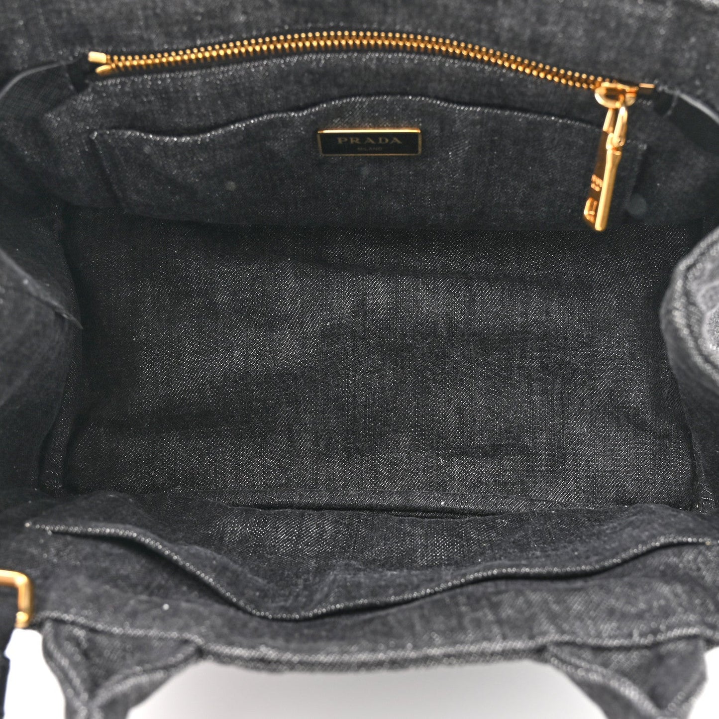 Prada Denim Small Logo Tote Black