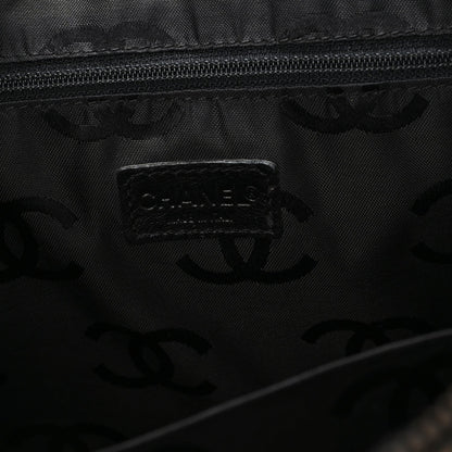 Chanel Calfskin Wild Stitch Vertical Top Handle Bag Black