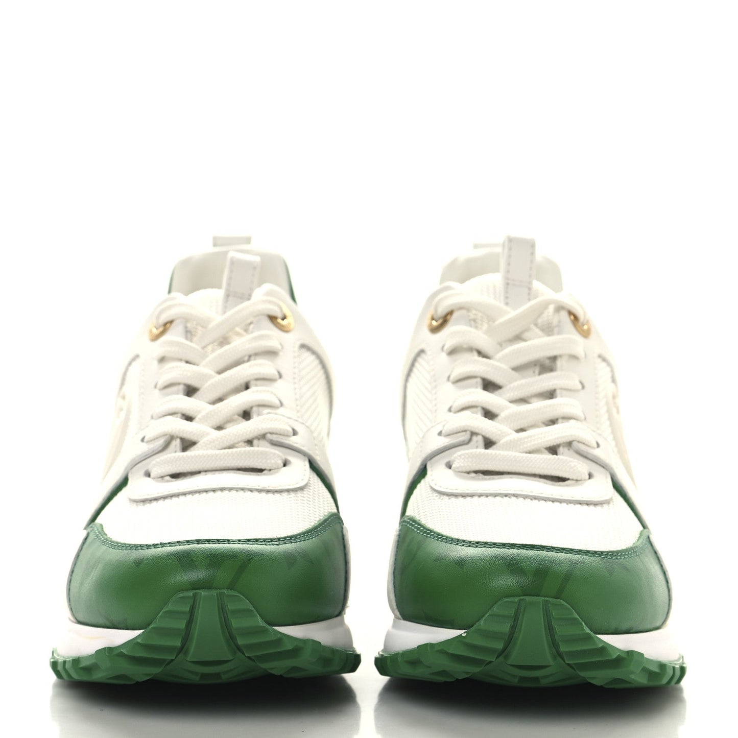 Louis Vuitton Calfskin Monogram Run Away Sneakers 36 White Green