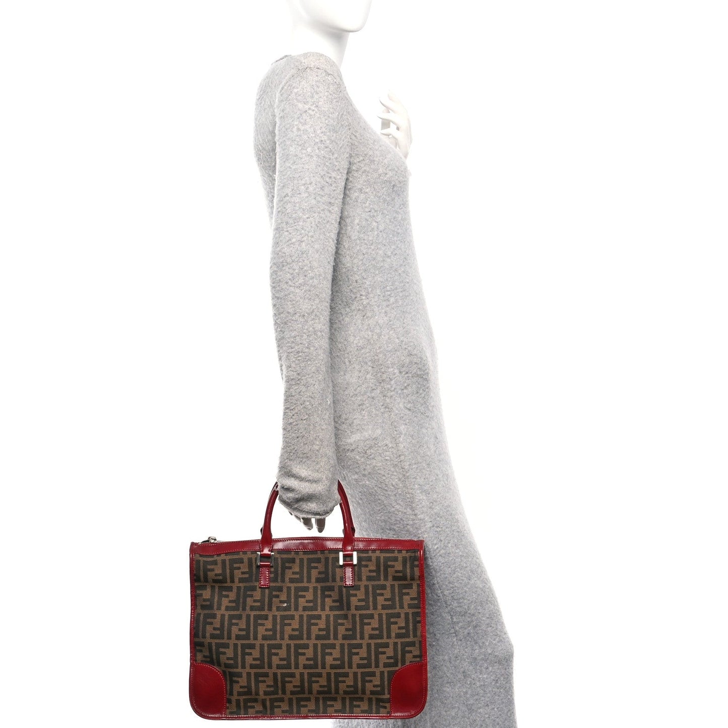 Fendi Zucca Handbag Tobacco Red