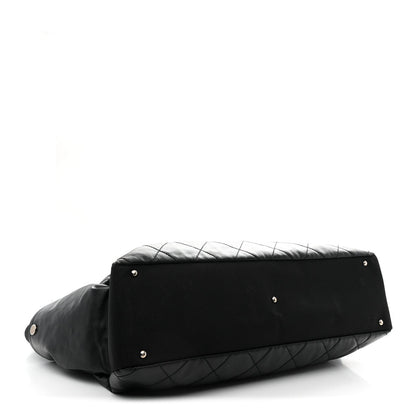 Chanel Coated Canvas Stitched XL Paris Biarritz Tote Black
