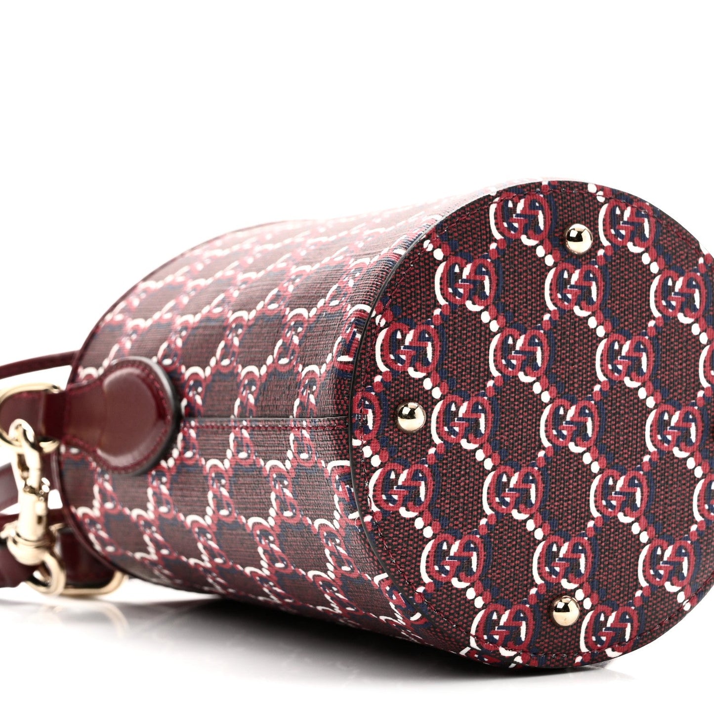 Gucci GG Shadow Monogram Mini Bucket Bag Rosso Ancora Red