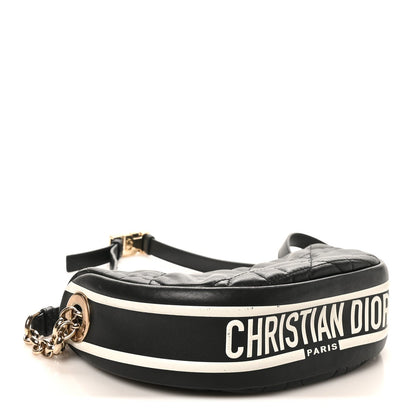 Christian Dior Lambskin Cannage Small Dior Vibe Hobo Bag Black