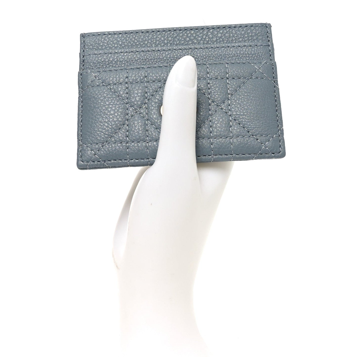 Christian Dior Supple Calfskin Cannage Caro Five-Slot Card Holder Cloud Blue