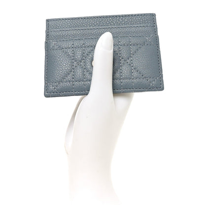 Christian Dior Supple Calfskin Cannage Caro Five-Slot Card Holder Cloud Blue