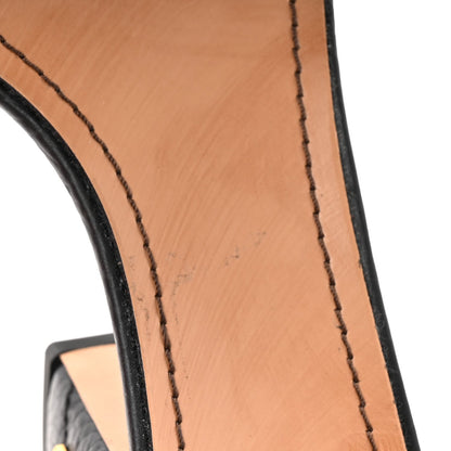Valentino Garavani Grained Calfskin Roman Stud Ankle Strap 75mm Sandals 37 Black
