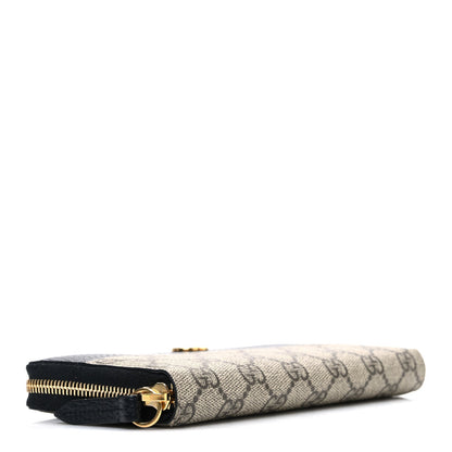 Gucci Dollar Calfskin GG Supreme Monogram GG Marmont Zip Around Wallet Black Beige Ebony