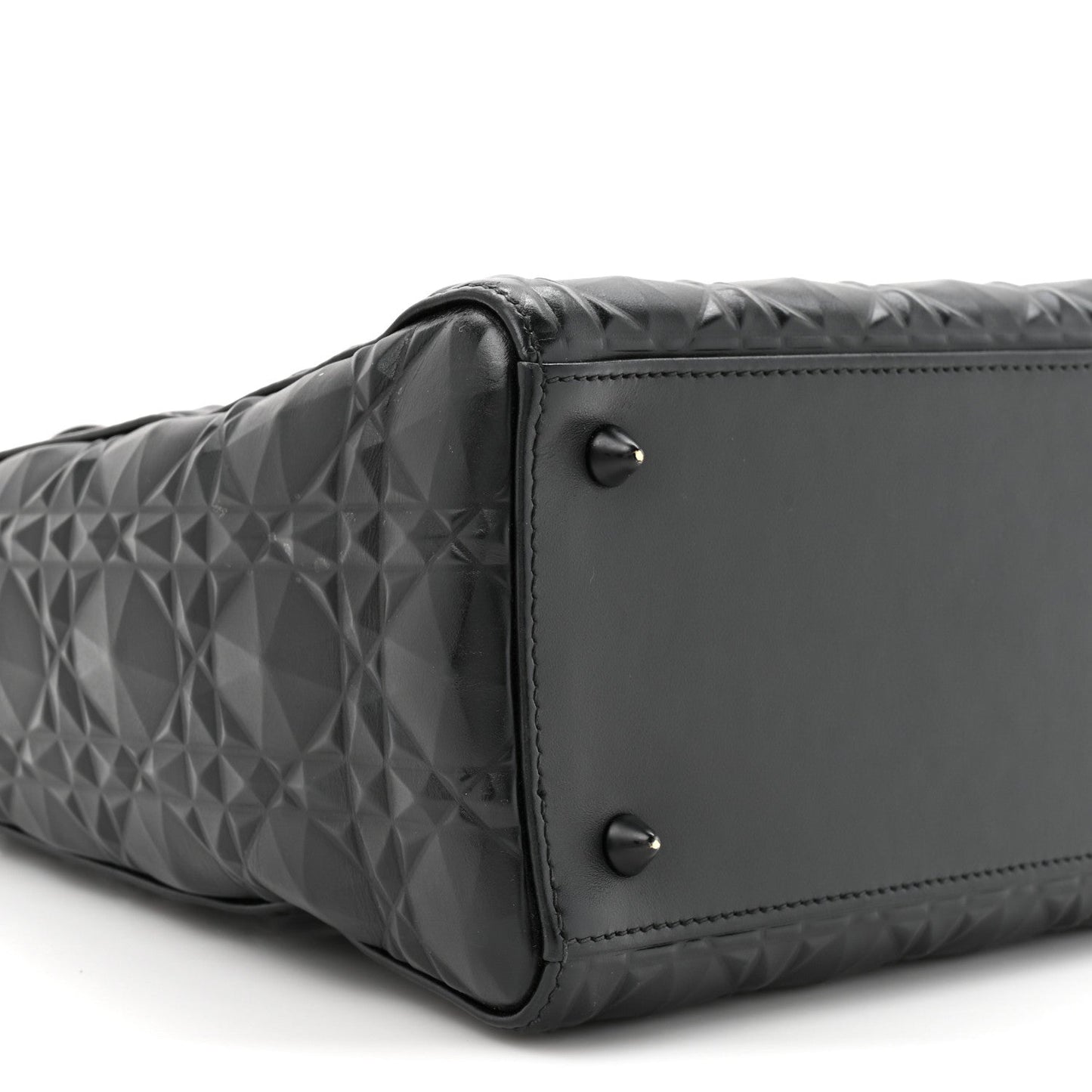 Christian Dior Calfskin Cannage Diamond Cannage Medium Lady Dior Black