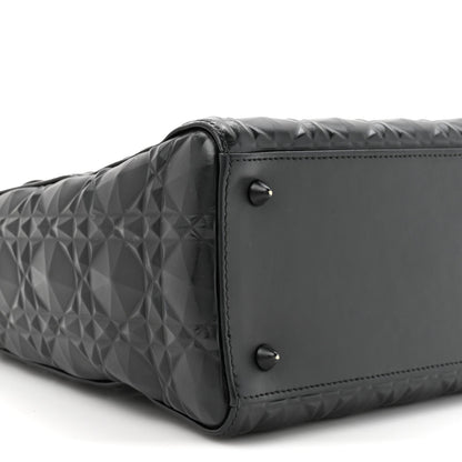 Christian Dior Calfskin Cannage Diamond Cannage Medium Lady Dior Black