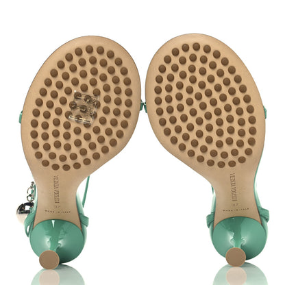 Bottega Veneta Lambskin Dot 100mm Sandals 37 Acid Turquoise