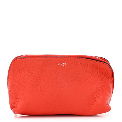 Celine Soft Grained Calfskin Cosmetic Pouch Bag Red